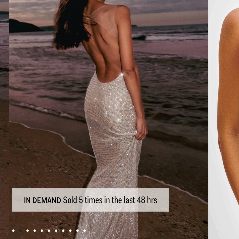 Sparkling Ivory Slip Gown Dress - Elegant Evening Wear - Picture 2 of 4